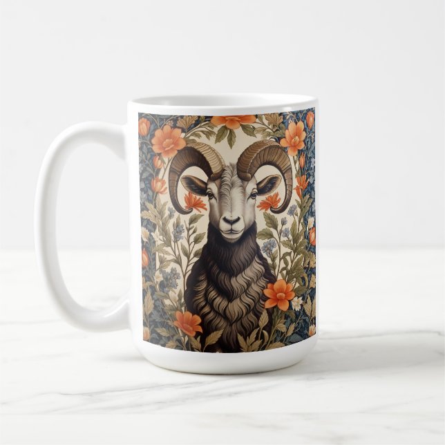Mug Beautiful Big Horn Sheep William Morris Inspired (Gauche)