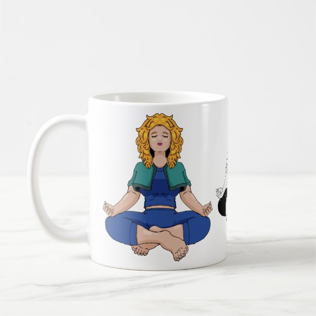 Mug Beautiful Blonde Girl Yoga Pose Lotus Cute (Gauche)