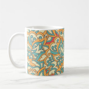 Mug beautiful flowers seamless pattern. floral vintage