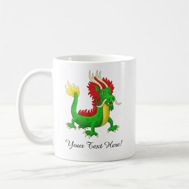 Mug Beautiful Hand Drawn Chinese Dragon (Gauche)