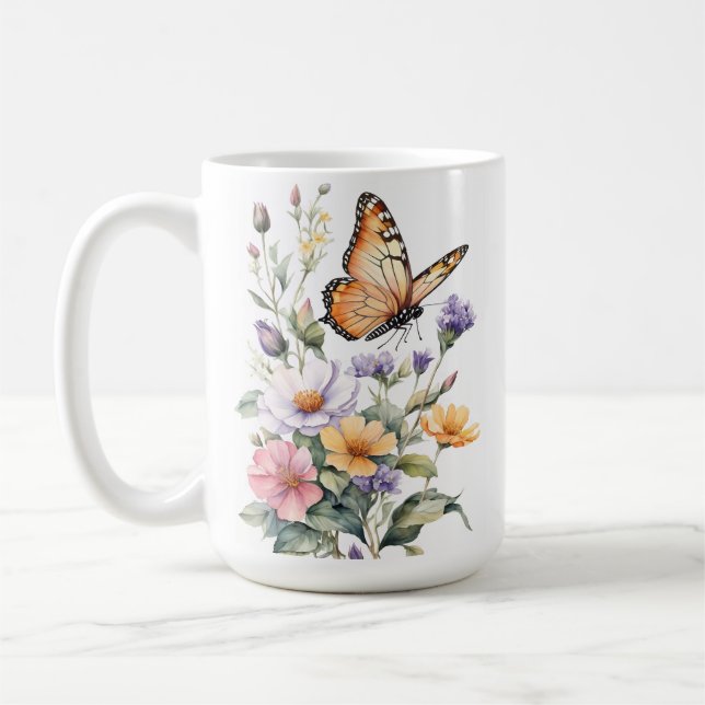 Mug Beautiful Monarch Butterfly Watercolor (Gauche)