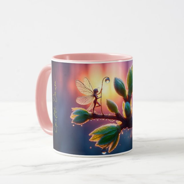 Mug Beautiful spring nature with miniature pixie art (Devant gauche)