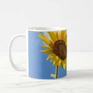 Mug beautiful sun flowers witcloudy sky