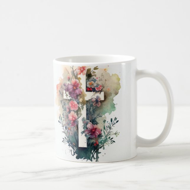 Mug Beautiful Watercolor Christian Easter Cross Coffee (Droite)