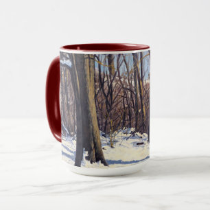 Mug Beaux arbres d'hiver en violet bleu blanc orange