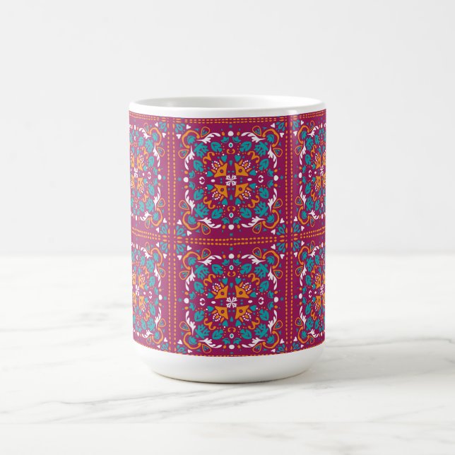 Mug 🤩 Beaux azulejos bordeaux et turquoise,   (Centre)