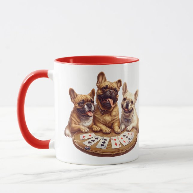 Mug Beaux Bulldogs français jouer des cartes (Gauche)