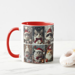Mug Beaux CATS de Noël Animaux d'hiver Rustiques