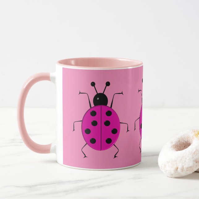 Mug Beaux coccinelles colorées, charme chanceux (Avec donut)