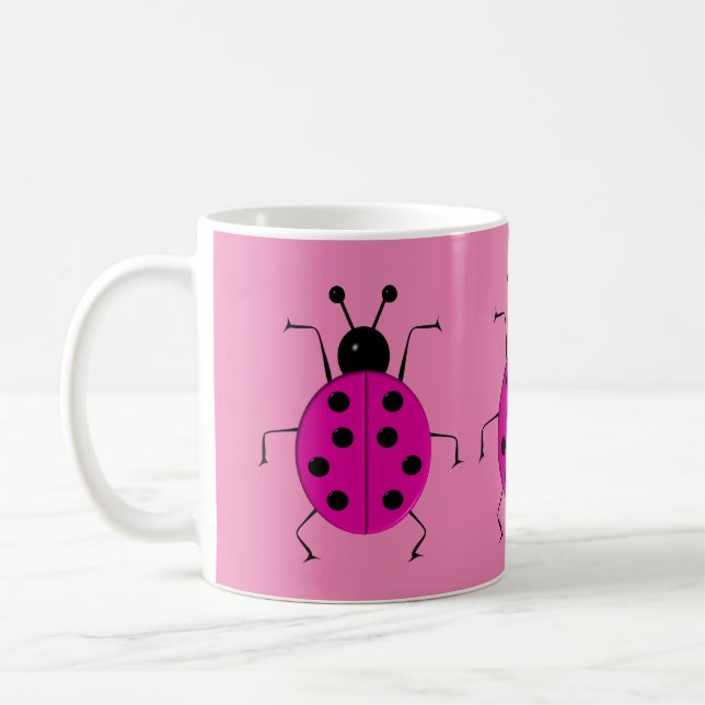 Mug Beaux coccinelles colorées, charme chanceux (Gauche)