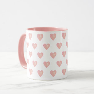 Mug Beaux Coeurs roses sur Blanc