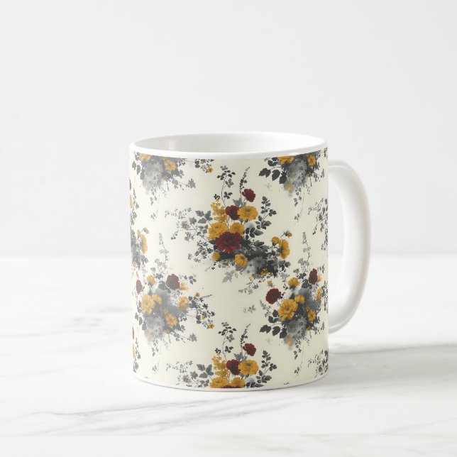 Mug Beaux Fleurs Romantiques de Printemps Rouges Fémin (Devant droit)
