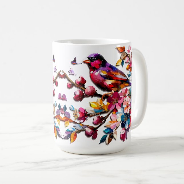 Mug Beaux Oiseaux Colorés En Boho D'Été (Devant droit)