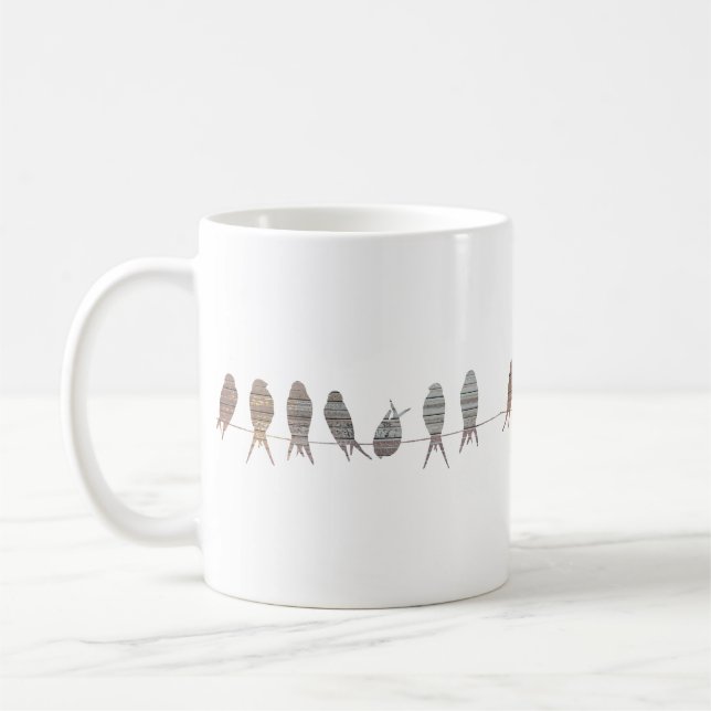 Mug Beaux oiseaux modernes simples sur un fil (Gauche)