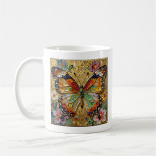 Mug Beaux Papillons et Fleurs au Poème Impasto