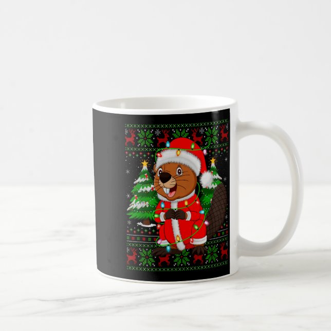 Mug Beaver Christmas Lights Santa Costume Ugly Xmas Sw (Droite)