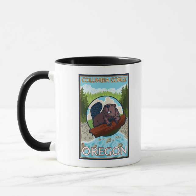 Mug Beaver & River - Columbia Gorge, Oregon (Gauche)