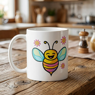 Mug Bébé Abeille Mignonne et Souriante Kawaii avec des