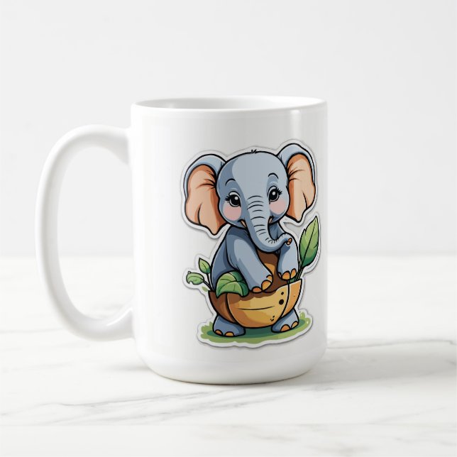 Mug Bébé adorable Sticker éléphant - Cute Safari (Gauche)