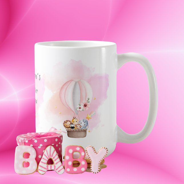 Mug Bébé Animaux dans un ballon à air chaud rose (Créateur téléchargé)