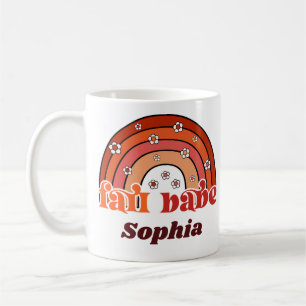 Mug Bébé Automne Rétro Groovy Arc-en-ciel aux Margueri