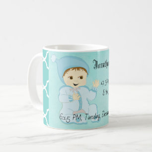 Mug Bébé bébé garçon en bleu avec fleurs