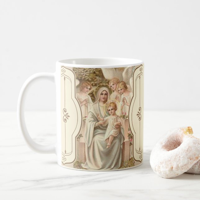 Mug Bébé béni Jésus de mère avec des anges (Avec donut)
