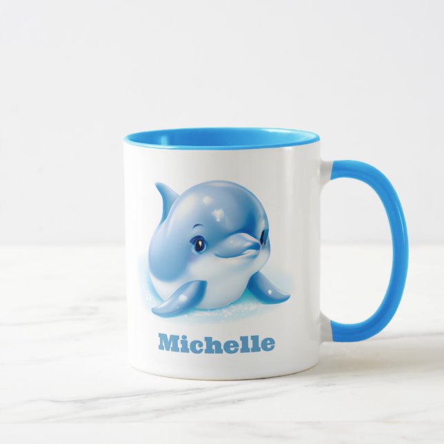 Mug Bébé bleu adorable Dauphin (Droite)