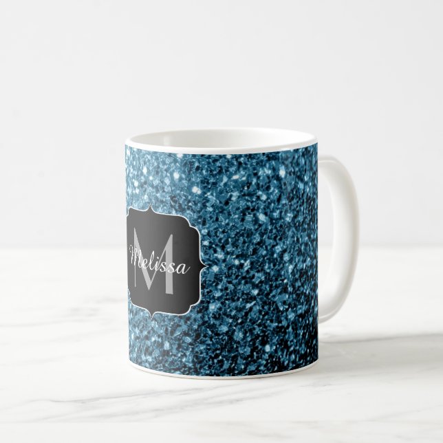 Mug Bébé bleu clair faux parties scintillant scintille (Devant droit)