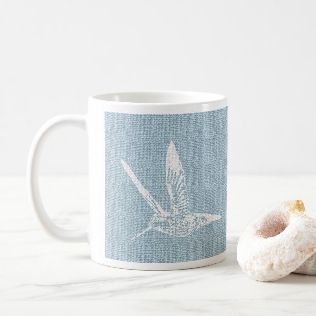 Mug Bébé Bleu et Blanc Élégant Colibri (Avec donut)