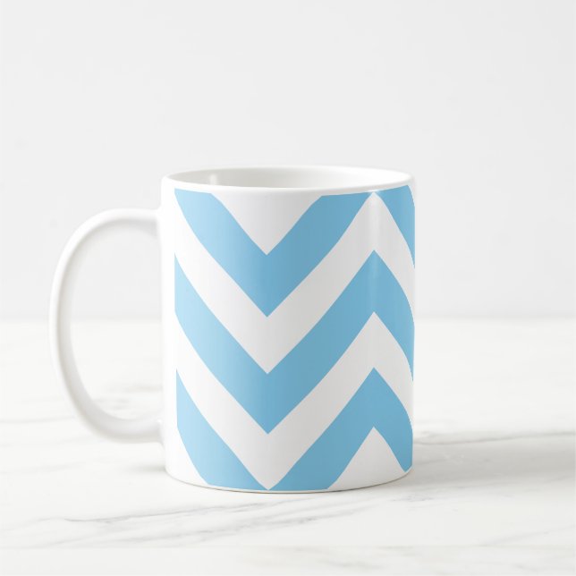 Mug Bébé Bleu et Blanc Grand Horiz. Chevron Motif (Gauche)