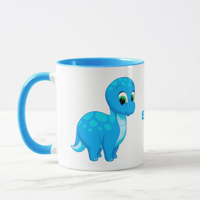 Mug Bébé bleu mou Brontosaurus Dinosaur (Gauche)