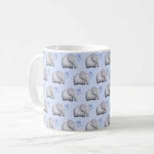 Mug Bébé bleu mou Eléphants Motifs Enfants