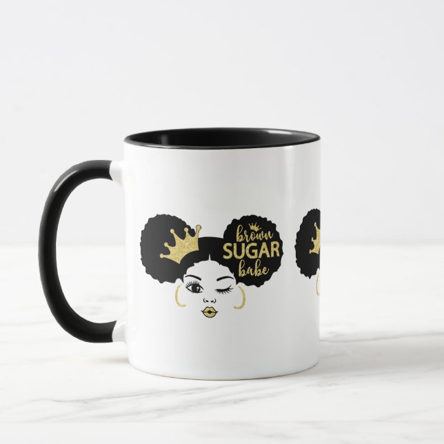Mug Bébé Brown de sucre en noir et or (Gauche)