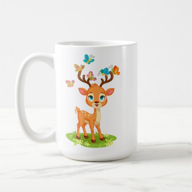 Mug Bébé cerf mignon avec papillons-47568 (Gauche)