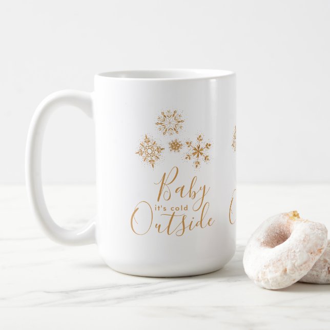 Mug Bébé c'est froid dehors Golden Snowflakes (Avec donut)