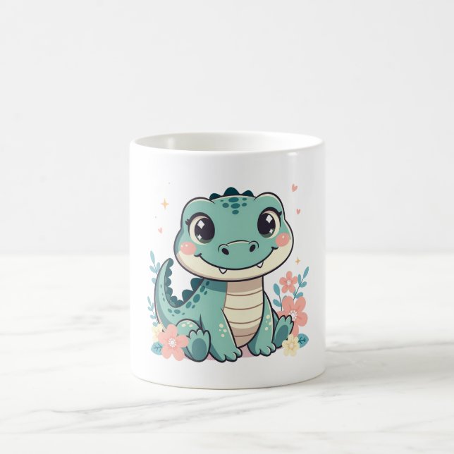Mug Bébé crocodile mignon avec jardin floral (Centre)