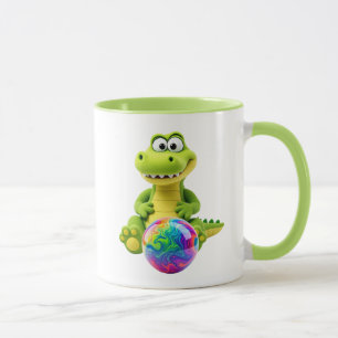Mug Bébé crocodile rigolo avec un ballon..