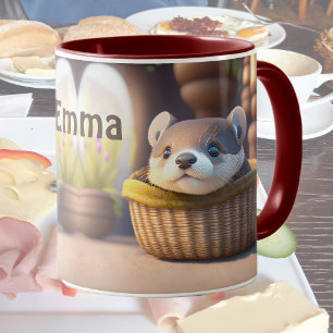 Mug Bébé de loutre mignonne dans un panier - personnal