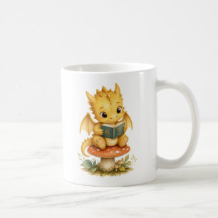 Mug Bébé dragon mignon lisant un livre d'histoires en