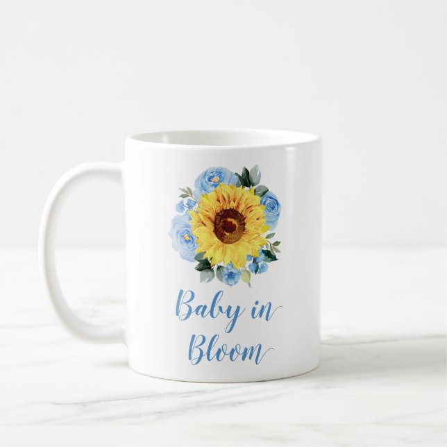 Mug Bébé En Fleur Tournesol Dusty Bleu Floral (Gauche)