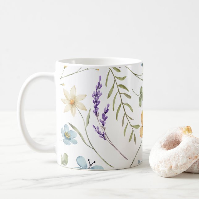 Mug Bébé en fleurs de jardin sauvage  (Avec donut)