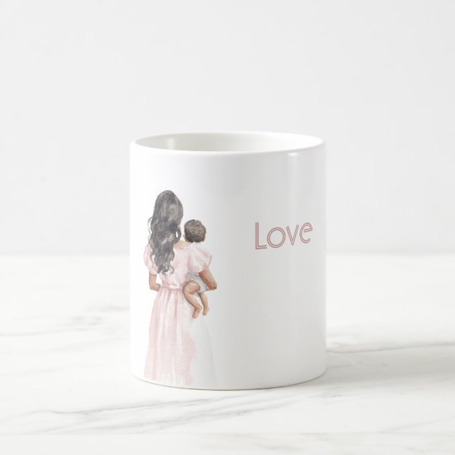 Mug Bébé en robe rose femme noire (Centre)