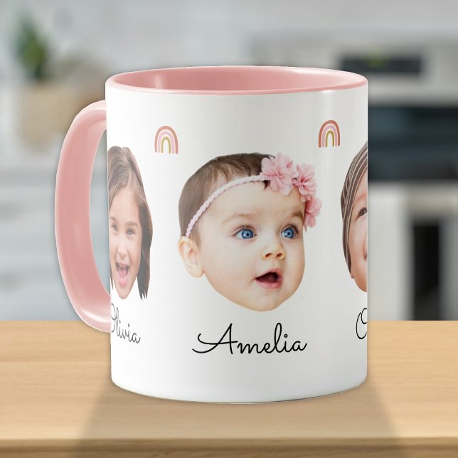Mug Bébé Enfants Famille Face 4 Photos Arc-en-ciel Boh (Créateur téléchargé)
