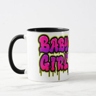 Mug Bébé fille goutte mot Art Spray Peinture rose vert