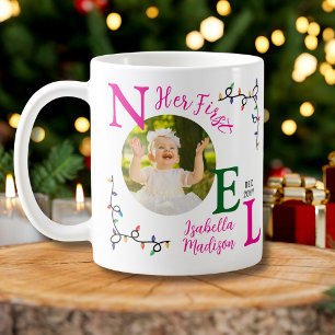 Mug Bébé Fille Premier Noël Rose Premier Noël Photo