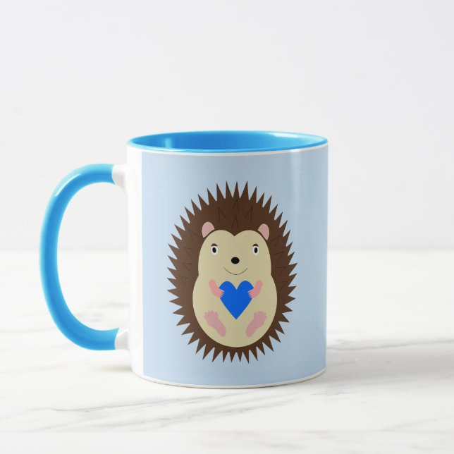 Mug Bébé Garçon Hérisson Cœur Bleu (Gauche)