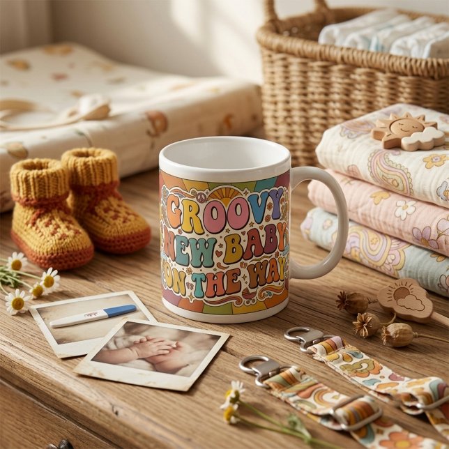 Mug Bébé Groovy en Route Rétro Soleil  (Créateur téléchargé)
