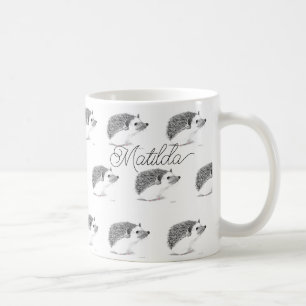Mug Bébé hérisson mignon animal aquarelle noir café