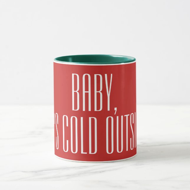 Mug BÉBÉ IL FAIT FROID DEHORS - blanc sur rouge (Centre)